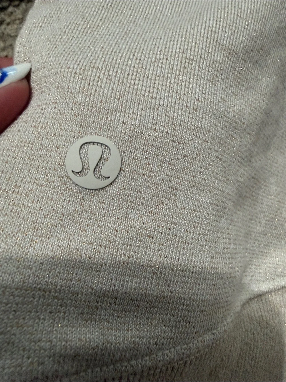 lululemon athletica Cropped Hooded beige with gold sparkle Sweatshirt